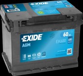 EXIDE - EK600EXI BATERIE EXIDE AGM 60AH 680A 242X 175X190 +DR - EXIDE